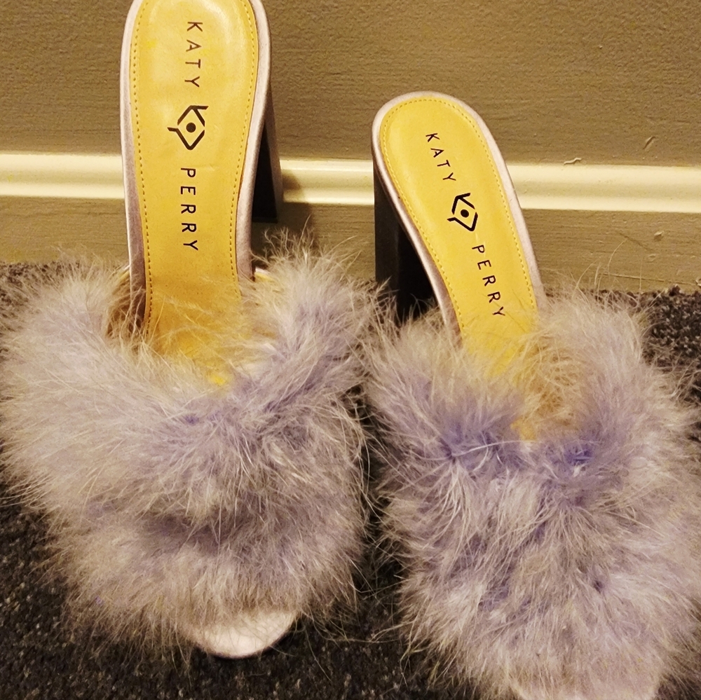 Katy Perry, Lavender Feather Mules Size 11 (41.5) - Picture 3 of 6